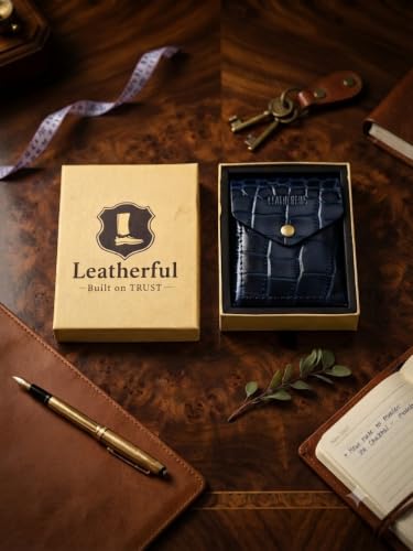 Image of Leatherful Flip - Top Grain Leather Vertical Slim Wallet for Men | Easy Quick Card Access | Compact Front Cash Pocket & Button Lock | Minimalist Travel & Daily Carry Wallet