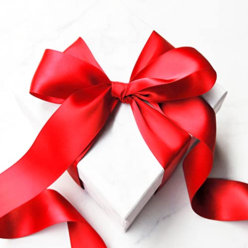 Warmadorn 50 Yard 1 Inch Double Face Satin Ribbon No Fading Ribbon For Gift Wrapping,Wedding,Floral Arrangement,Home Decor (Red) #TOP2