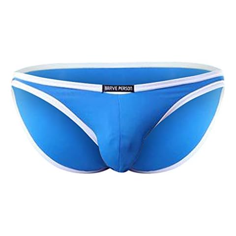 SDFRK Men's Sexy Tanga Briefs Swimsuit Mini Elastic Shorts Swimming Thong Swimming Briefs Home Slim Shorts Beach Bikini Bottom Sexy Men, Sky blue, L Cover