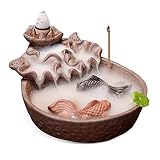 Backflow Fountain Waterfall Ceramic Incense Holders, Backflow Incense Burner Figurine Incense Cone H