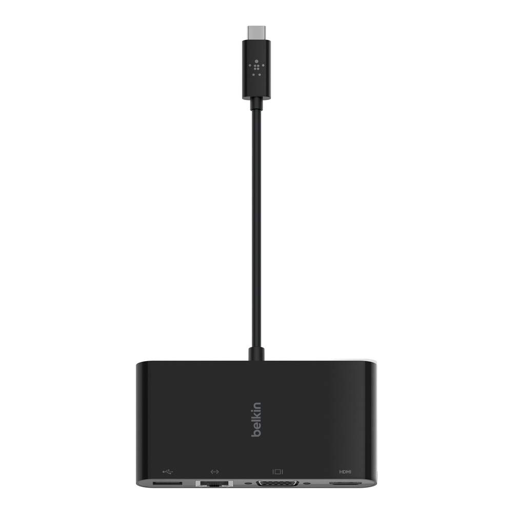 Belkin Adapter multimedialny USB-C (hub USB-C z VGA, 4K HDMI, USB 3.0, porty Etherne) do MacBook Pro, iPad Pro, Surface Pro, Chromebook i innych, AVC005