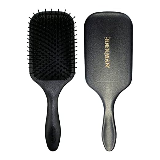 Denman (Black) Large Paddle Cushion Hair Brush for Blow Drying & Detangling - Comfortable Styling, Straightening & Smoothing - For Women and Men, D83