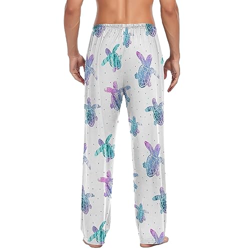 Colorful Little Turtle Pajama Pants Teal Sea Marine Tortoise Lounge Sleepwear PJs Men's Pajama Bottoms Sleep Pants S2