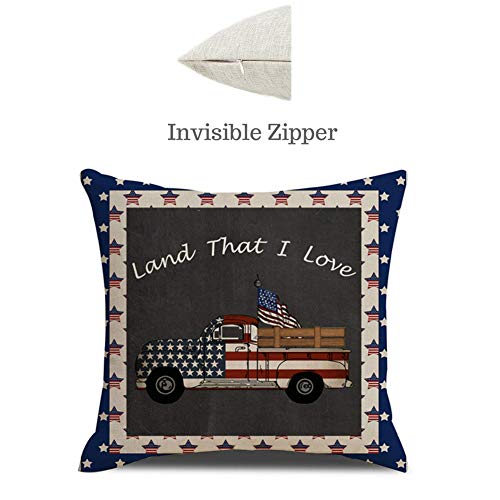 Nydecor Farmhouse Throw Pillow Covers American Flag Pillow Case Quotes Cotton Linen Rustic Farm Cushion Cover For Couch Sofa Bed 18X18 Set Of 4 Housewarming Gifts #TOP1
