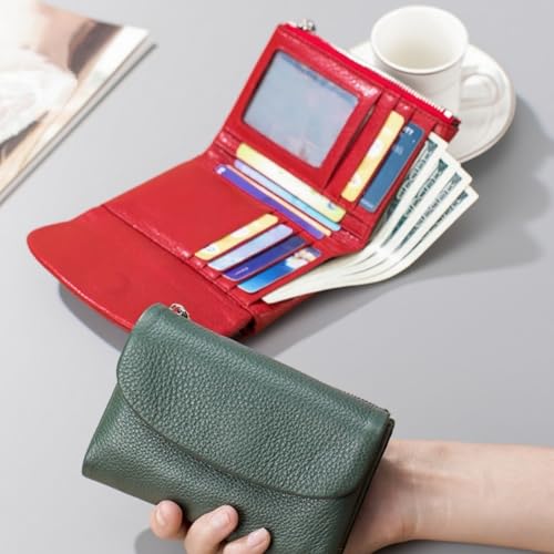 Unisex Pebble Leather Wallet,5.3In Short Genuine Leather Coin Card Holder,Soft Leathers Wallets,Multicolor Bifold Clutch For Men Women Everyday Use(Beige)2