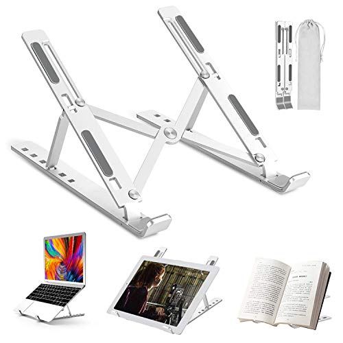 Aluminium Laptop Ständer, Suddefr Notebook Ständer, Tragbarer Faltbarer Laptop Halterung mit Heat-Vent, 6-Fach Höhenverstellbar, Kompatibel mit Apple,