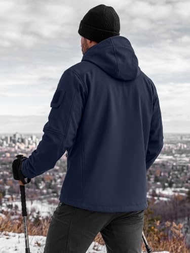 Image of FREE SOLDIER Men's Waterproof Softshell Jacket Fleece Lined Outdoor Jacket Tactical Military Hoodie Windbreaker