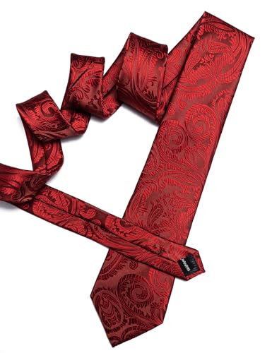 Image of Barry.Wang Men Ties Paisley Woven Silk Necktie Set with Pocket Suqare Cufflinks Formal