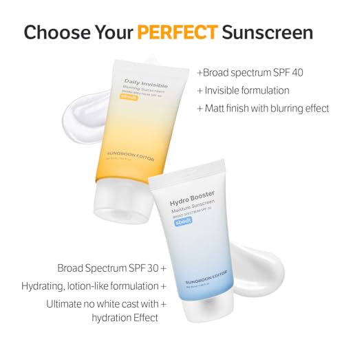 Image of SUNGBOON EDITOR Daily Invisible Blurring Sunscreen with Broad Spectrum SPF 40 Invisible Sunscreen for Face, Makeup Primer spf, 50ml, 1.69 fl.oz, Oil Free, Weightless (Pack of 2)