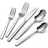 TININA 40-Piece Silverware Set, Heavy-Duty 18/0 Stainless Steel Flatware Set for 8, Cutlery Set with Modern Round Handle, Mirror Polished Silverware for Home, Wedding, Restaurant, Dishwasher Safe
