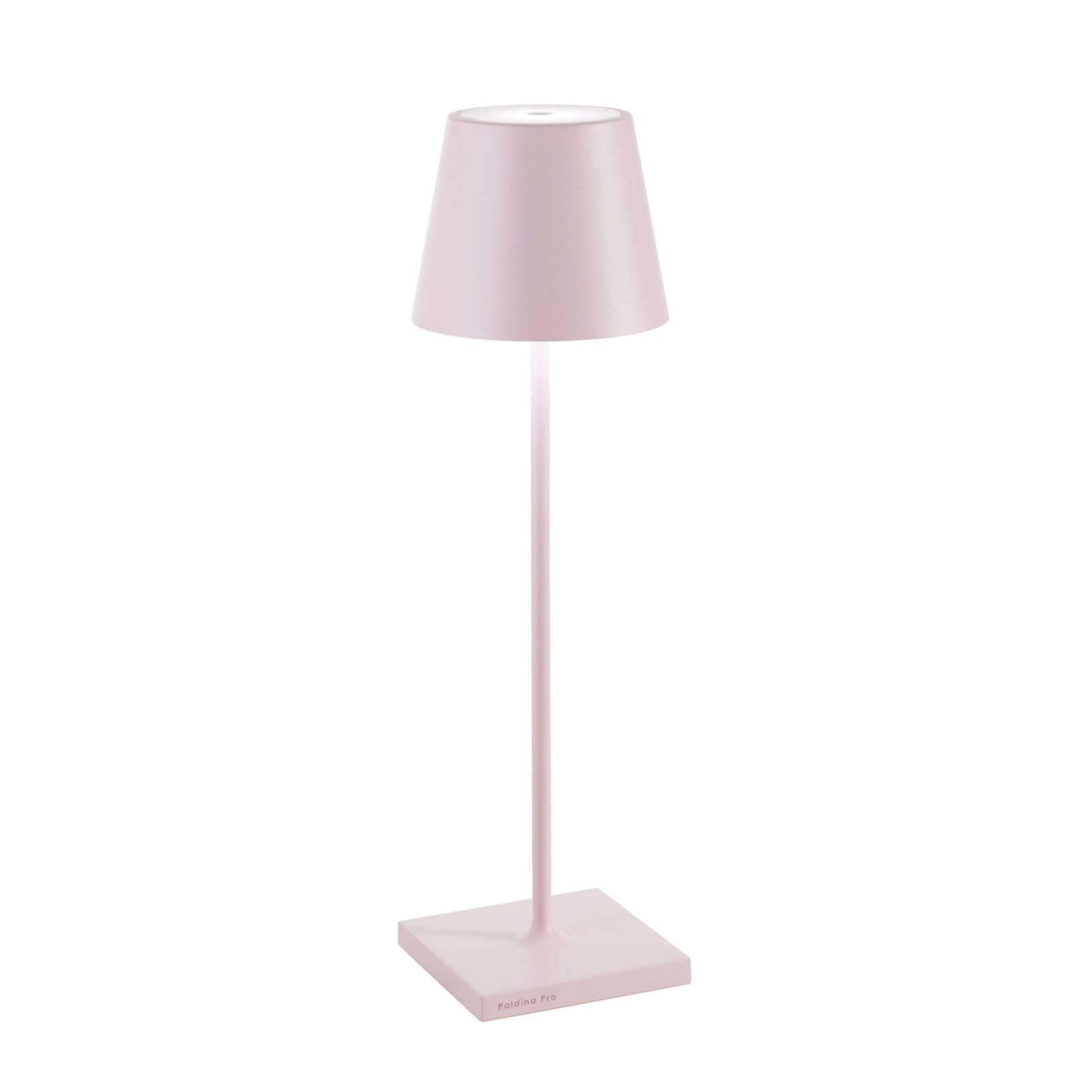 Zafferano, Poldina Pro, Lampada da Tavolo Ricaricabile e Senza Fili con Controllo Touch, Utilizzabile anche come Lampada da Esterni, Dimmer, 2200-3000 K, Altezza 38 cm, Colore Rosa