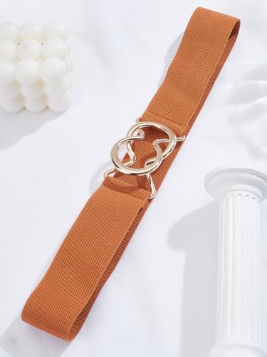 1Pcs 27-1/2 inch(70cm) Polyester Elastic Corset Belts, Invisible Belt with Alloy Ring Buckle for Dresses Jeans4