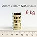 Produktbild 30 Neodym Magnet 20mm x 5mm N35 Nickel