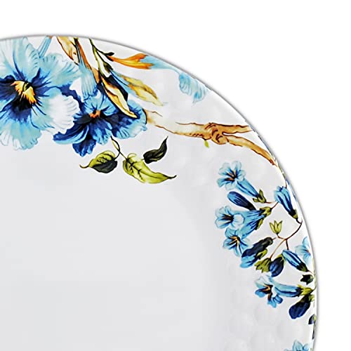 KONVIO Melamine Dinner Full Size Plates Set of 6, Unbreakable Plates (6 Pieces, 11 inches) (Floral - White)
