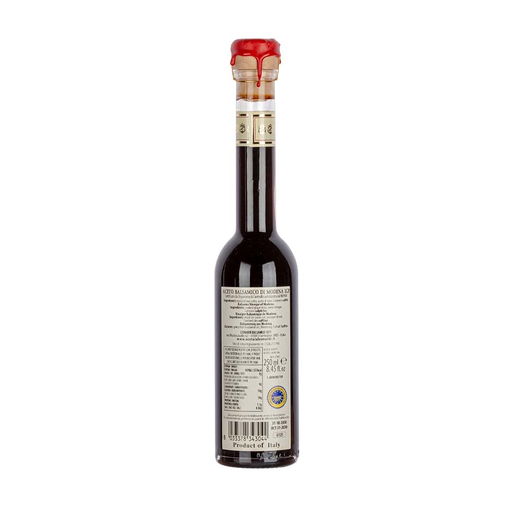 Leonardi Balsamico Essig - mit natürlichen Zutaten - typisch italienischer Balsamico - 250ml - 6 Goldmedaillen - Modena Region Emilia-Romagna - gereift in Holzfässern - 12 Jahre - Gourmet Essig