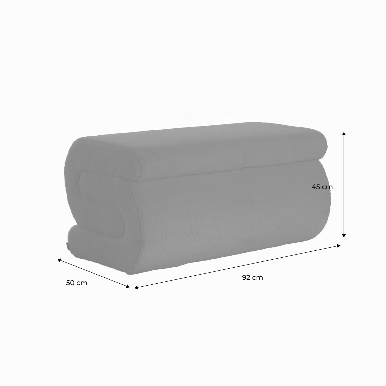 Alice's Garden sweeek - Banc Design revêtement Bouclette crème 1-2 Places L 92 x P 50 x H 45cm - Sasha