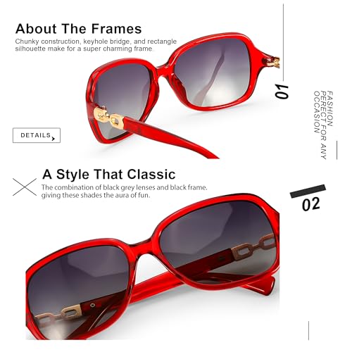 Image of SIPHEW Polarized Sunglasses for Women | Vintage Square Sunglasses w UV400 Protection | Womens Wraparound Shade