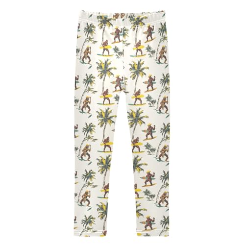 Girls Leggings Soft Toddler Ankle Length Bottoms Palm Trees Bigfoot Kids Dance Yoga Pants 4-10 Years