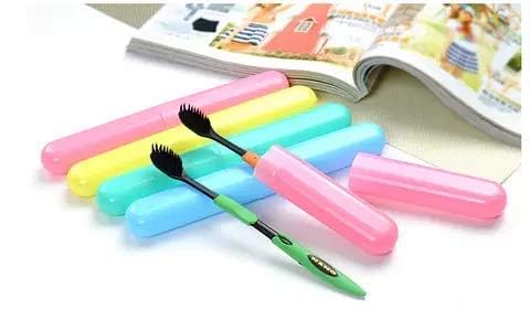 COOKVITA Plastic 4 Pcs Bathroom Tooth Brush Holder Tube Cap Cover Protect Case Box Toothbrush - Made in India (Cover - Multicolor) 3
