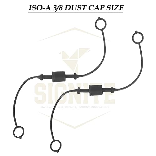 Image of SIGNITE 2 Sets, 3 /8 ISO A Tractor Hydraulic Hose Caps and Plugs, Quick Disconnects, Black PVC, Cap, Dust Cap, Plug Fittings