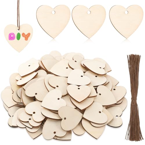 cobee 100PCS Wooden Hearts for Crafts, Wood...