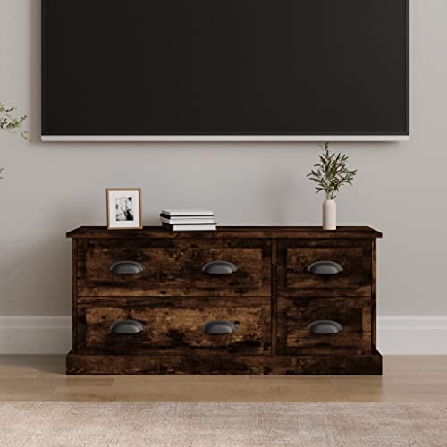 OHOOWOO Muebles TV Mueble para TV Madera contrachapada Roble Ahumado 100x35