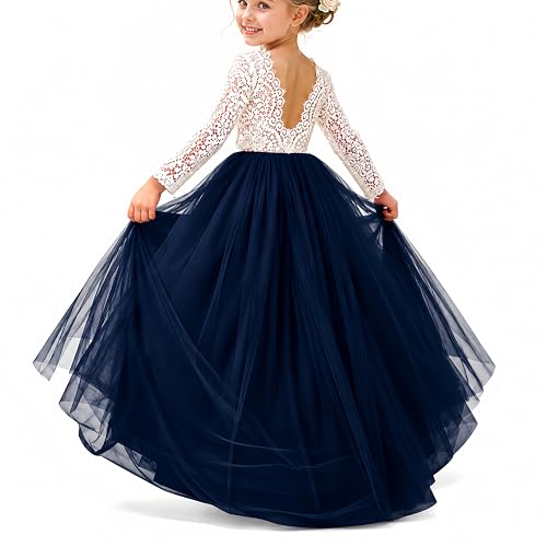 Image of Topmaker Flower Girl Dress for Toddler Baby Girls,Lace Tulle Dress for Wedding,Birthday Party,Photoshoot,Special Occasion