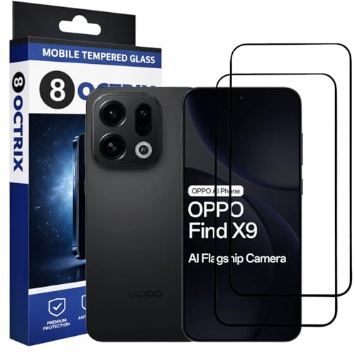 Image of Military-Grade Tempered Glass Screen Protector Compatible for OPPO Find X9 5G with Edge to Edge Coverage - Case Friendly, Anti-Scratch & Bubble-Free Installation Kit (Pack Of 2)