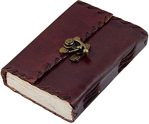 pranjal House Artificial Journal Writing Notebook Unique Handmade Embossed Travel Diary with Classic Style/Formate with Hook – Brown