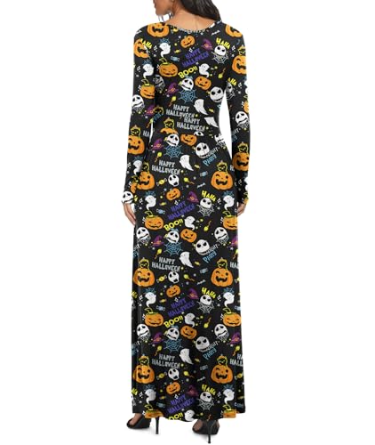 Image of LILBETTER Women Long Sleeve Deep V Neck Loose Plain Long Maxi Casual Dress