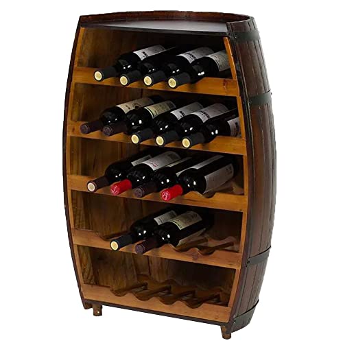 Soporte de vino de madera en forma de barril para 23 botellas
