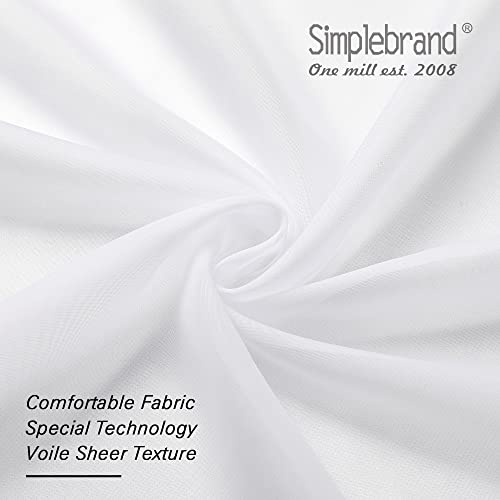 Image of Simplebrand White Short Sheer Kitchen Cafe Curtains 36-42 Inch, Tier Rod Pocket, Half Window, Bathroom, 2 Panels