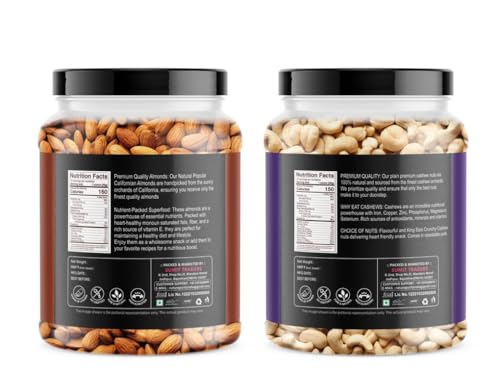 Image of Nature Purify Dried Fruits Combo Almond and Cashew 250gm Each Pack OF 2 | Healthy Snacks Mixed Nuts with Dry Fruit | Nutrient-Rich Snack for Wellness | Diwali Gift