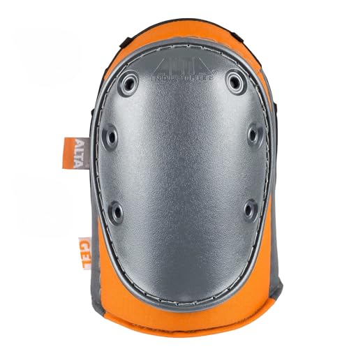 Image of ALTA 56200.50 AltaGUARD Gel Insert Knee Protector Pad, Gray / Orange Cordura Nylon Fabric, Neoprene Grip, Hard Cap, Long, Gray | Durable Cordura Nylon Cover, Dual strapping system or Neoprene single strap fastener, Hard Long Cap