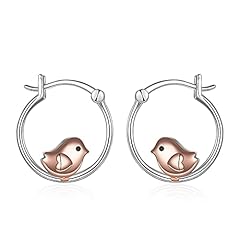Silver-Bird Hoop Earrings
