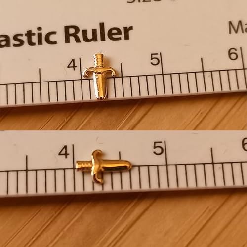 Image of Chamon 8K Solid Gold Tooth Gems Dagger Shape Sword Design, Tiny Micro Gothic Punk Teeth Ornament, Hip Hop Style Accessory for Men and Women