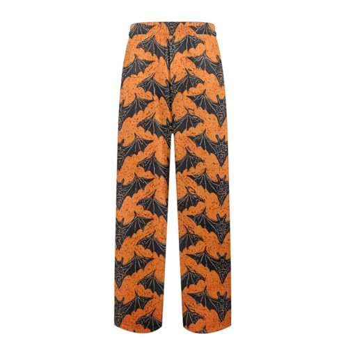 Men's Halloween Pants Funny Graphic Loose Fit Lounge Comfy Loungewear Cute Matching Soft Unisex bat Cartoon Trousers4
