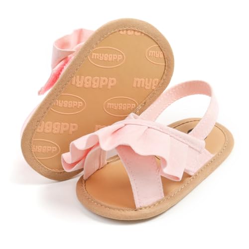 Image of HsdsBebe Baby Girls Sandals Bohemia Flower Bow Soft Sole Toddler First Walkers Beach Summer Shoes