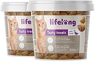 Amazon Brand - Lifelong Tasty Treats with Duck for Cats, 2 x 350g