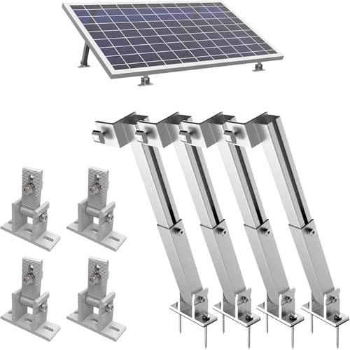 TEOV Solarmodul Halterung 0-60° Individuell Verstellbar Pv Modul, füR Balkonkraftwerk Flachdach Ziegeldach, Befestigung Solarmodule 2Paar, Silber