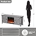 YESHOMY Fireplace TV Stand with Two Barn Doors and Storage Cabinets for Televisions up to 65+ Inch, Entertainment Center Console Table, Media Furniture for Living Room, 58 Inch, Gray Wash