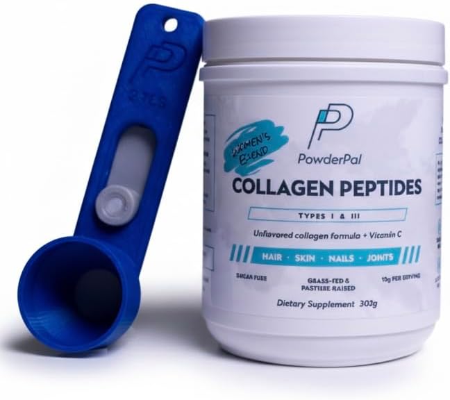 Péptidos de colágeno hidrolizados sin sabor para mujer con vitamina C para mayor absorción, con 2 cucharadas multiusos y embudo