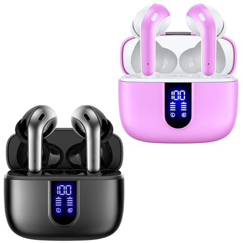 42% off - TAGRY 2 Sets X08 Sunset Pink and Black Bluetooth Headphones True Wireless Earbuds 60H Playback Ear...