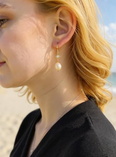 XYJZXY Pearl Earrings for Women 18K Gold Pearl Drop Earrings Dangle Small Huggie Hoop Earrings Bridesmaid Earrings Wedding Jewelry2