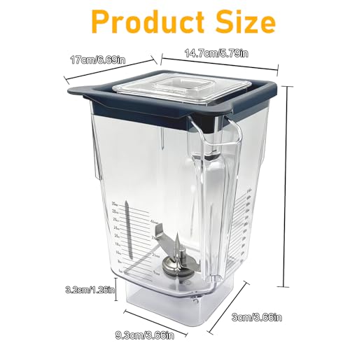For Blendtec Wildside+ Jar- Four-Sided Replacement Blender Pitcher Cup - Compatible with Classic/Designer/Professional/Commercial Series Container-36 oz Blending Capacity