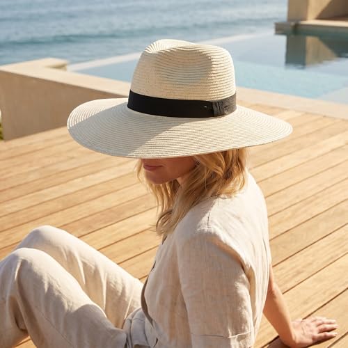 Sombrero de ala ancha plegable para mujer talla M blanco miniatura 6