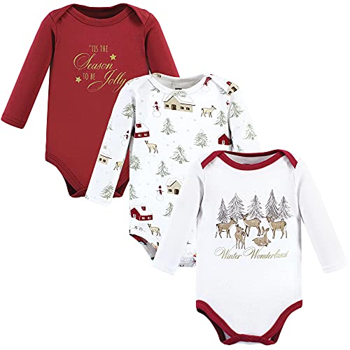 Image of Hudson Baby baby-girls Cotton Long-sleeve Bodysuits 3-pack