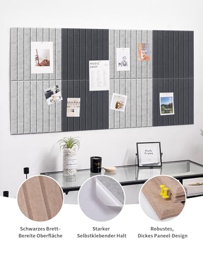 Filz Pinnwand Selbstklebend, 60 * 120cm Filzboard, 8 Stück dekorative Pinnwand aus Filz, Fototafel Memotafeln Memo Boards Bulletin Board Wanddekoration für Büro Küche mit 35 Pushpins, Porzellanweiß