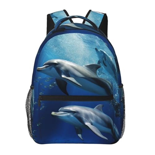 Sac à dos ordinateur portable de voyage léger motif dauphin pour sac de travail
