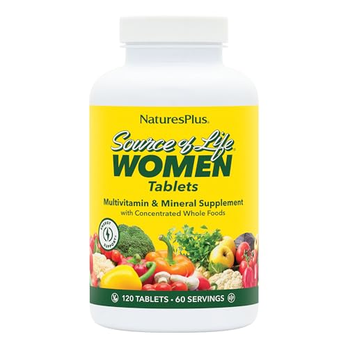 NaturesPlus Source of Life Women - 120 Tablets - Multivitamin & Mineral Supplement - with Iron, Calcium, Folate & Lutein - Gluten Free, Vegetarian - 60 Servings